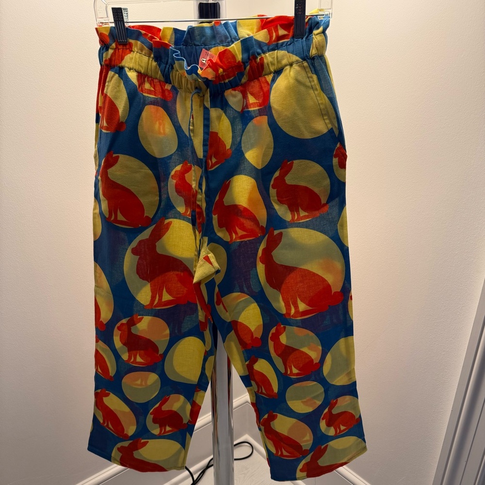 Colorful Women's Pants with Red and Yellow Design